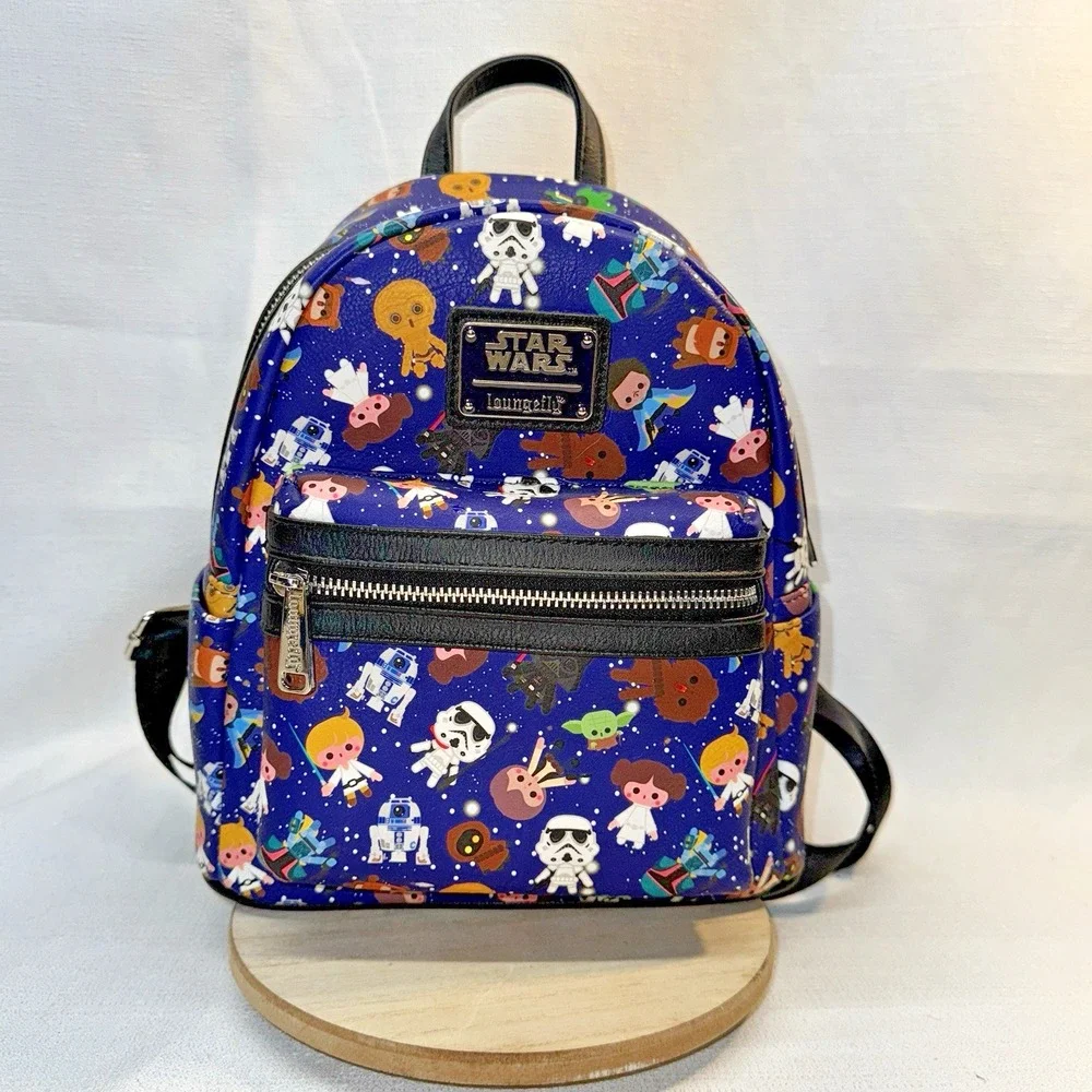 Loungefly Star Wars Mini Backpack‎ Unisex OS Blue Chibi Character Galaxy Print